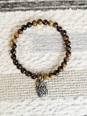 Buddah Charm Tigers Eye Crystal Bracelet